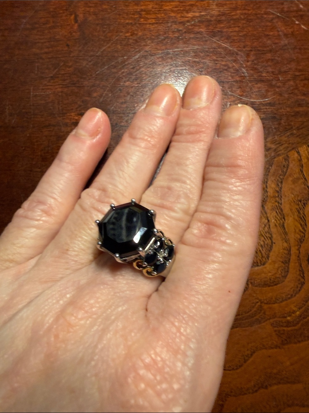 Thai Black Spinel Sterling Silver Ring size 8
